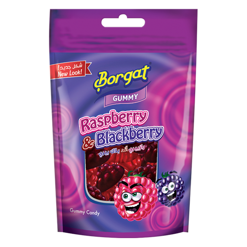 JELLY GUMMY CANDY RASP/BLACK BERRY 100 GM